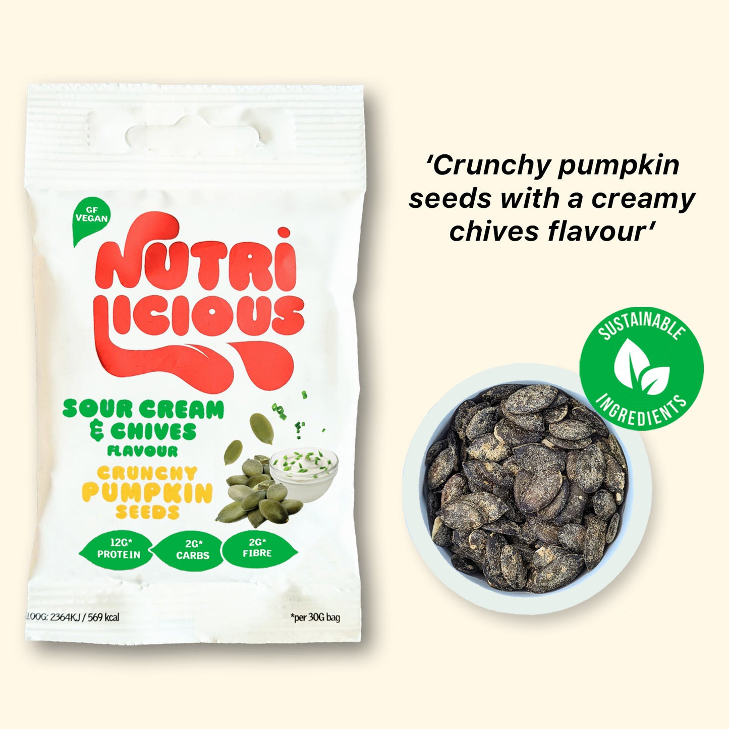 Crunchy Sour Cream & Chives Pumpkin Seeds (12x35g)