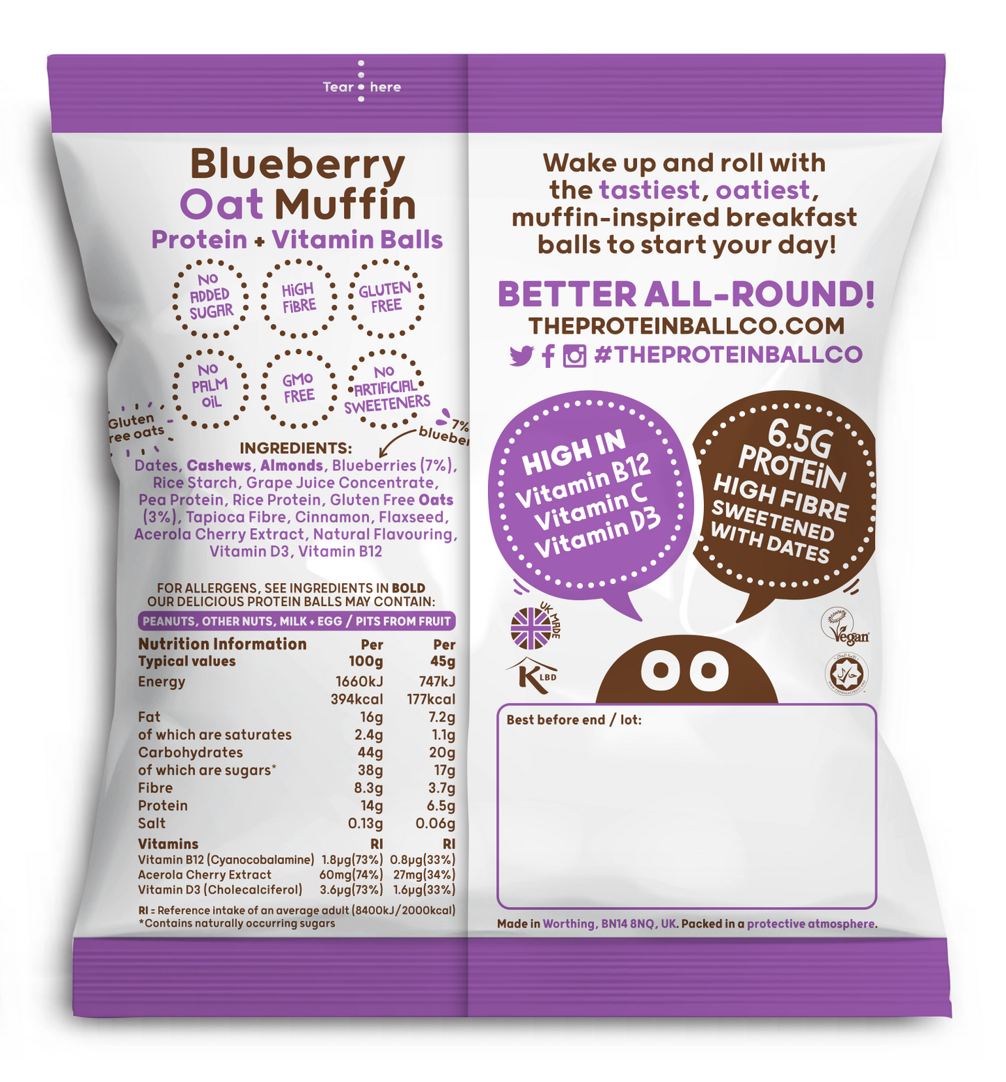 Blueberry Oat Muffin Protein Balls (10 bags)