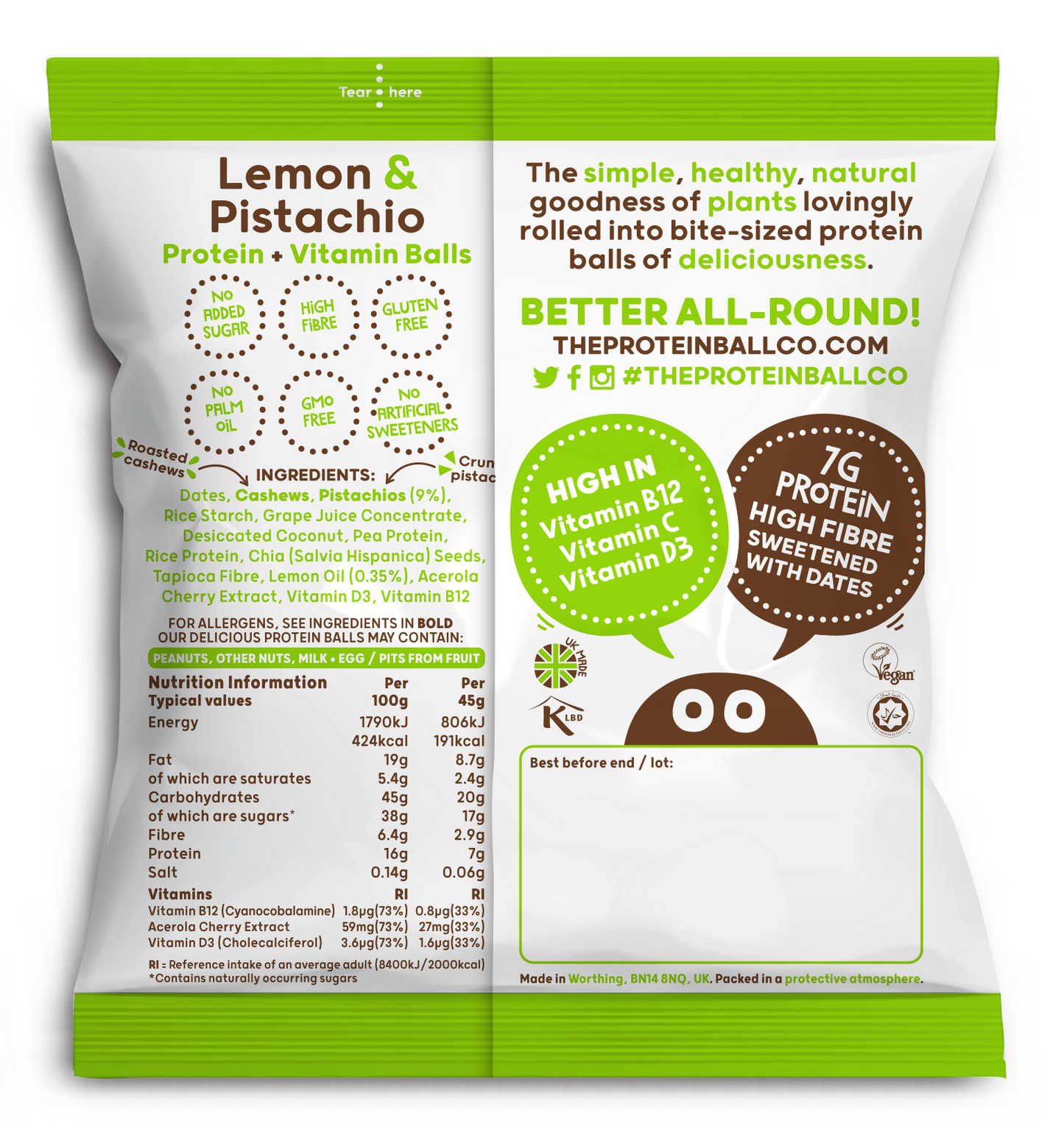 Lemon and Pistachio Protein Balls (10 bags)