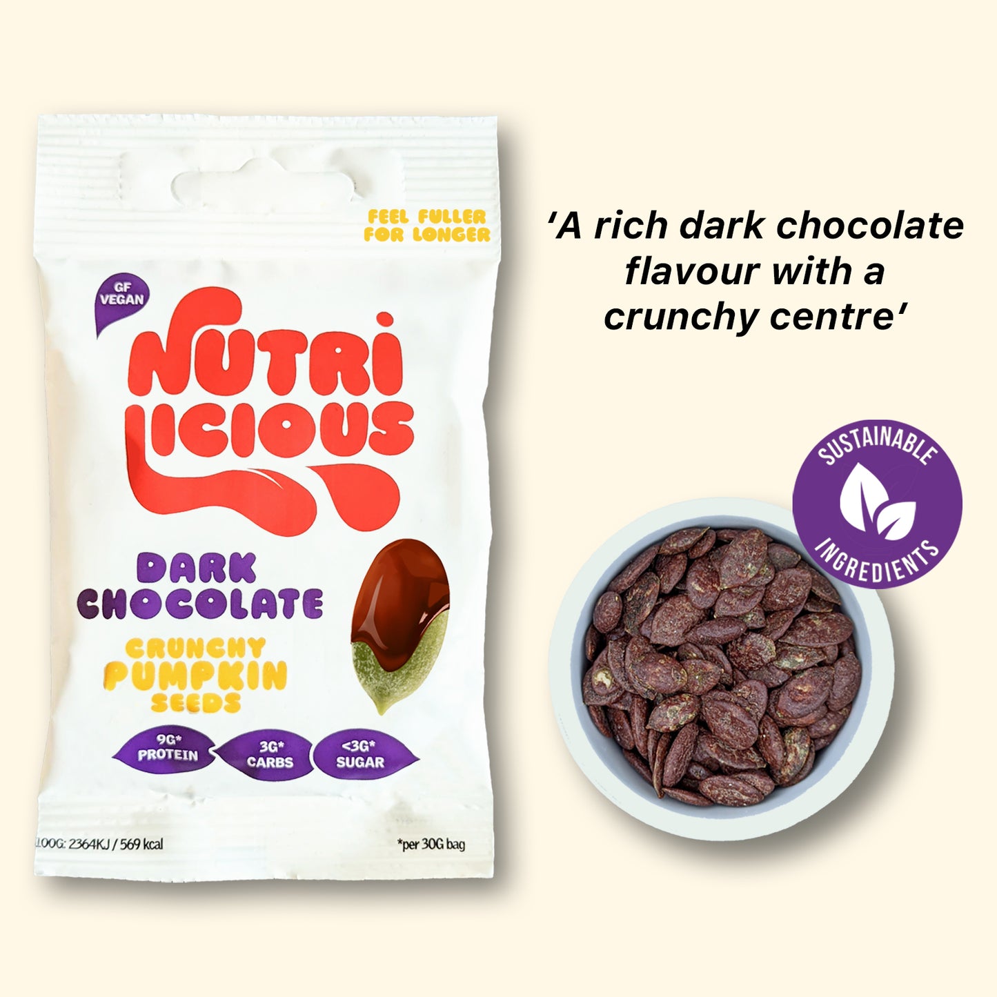 Crunchy Dark Chocolate Pumpkin Seeds (12x30g)