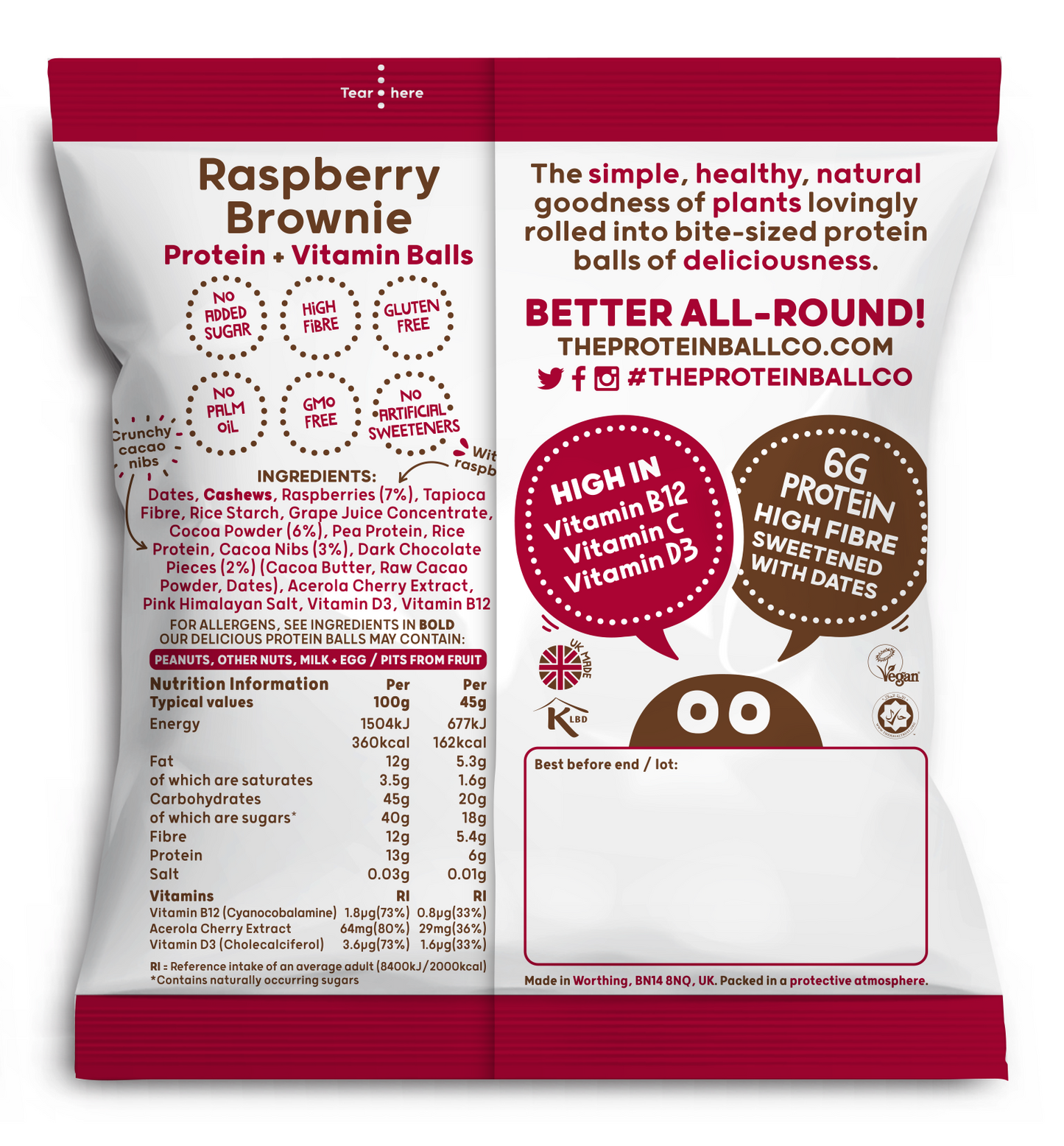 Raspberry Brownie Protein Balls (10 bags)