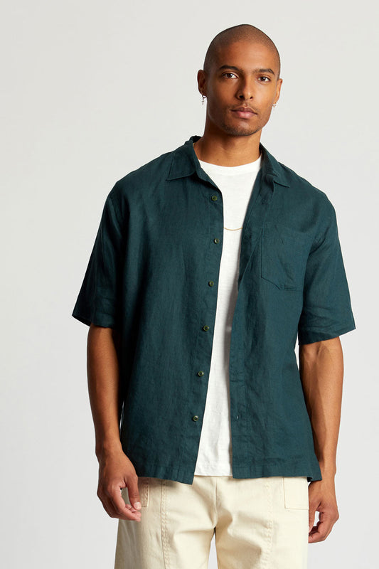 SEB Organic Linen Shirt - Teal Green