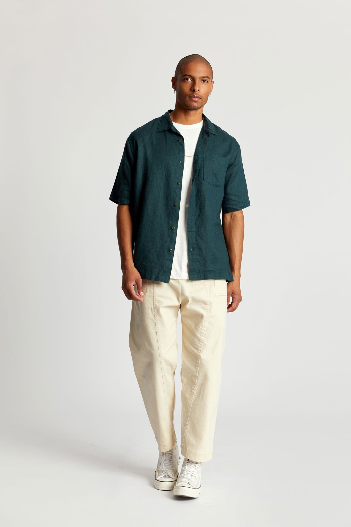 SEB Organic Linen Shirt - Teal Green