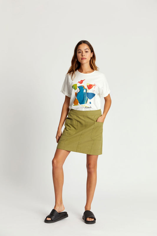 SUKI Organic Cotton Mini Skirt - Khaki Green